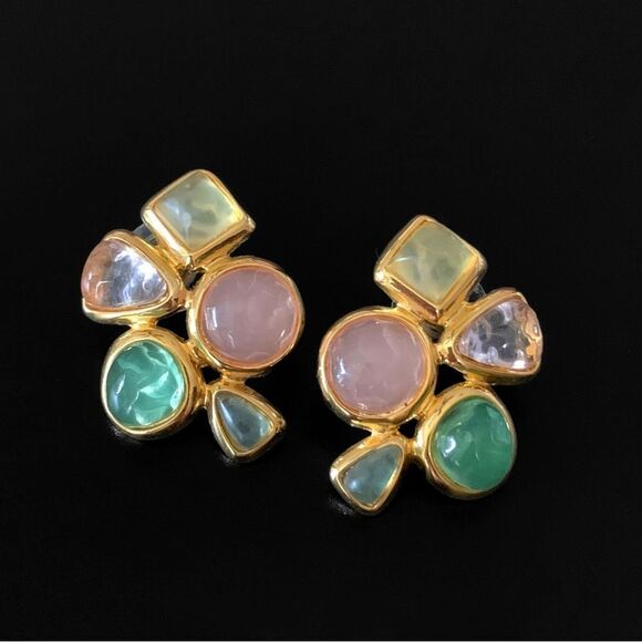 Vintage Joan Rivers Gripoix Style Lucite Post Stud Earrings - Picture 3 of 5